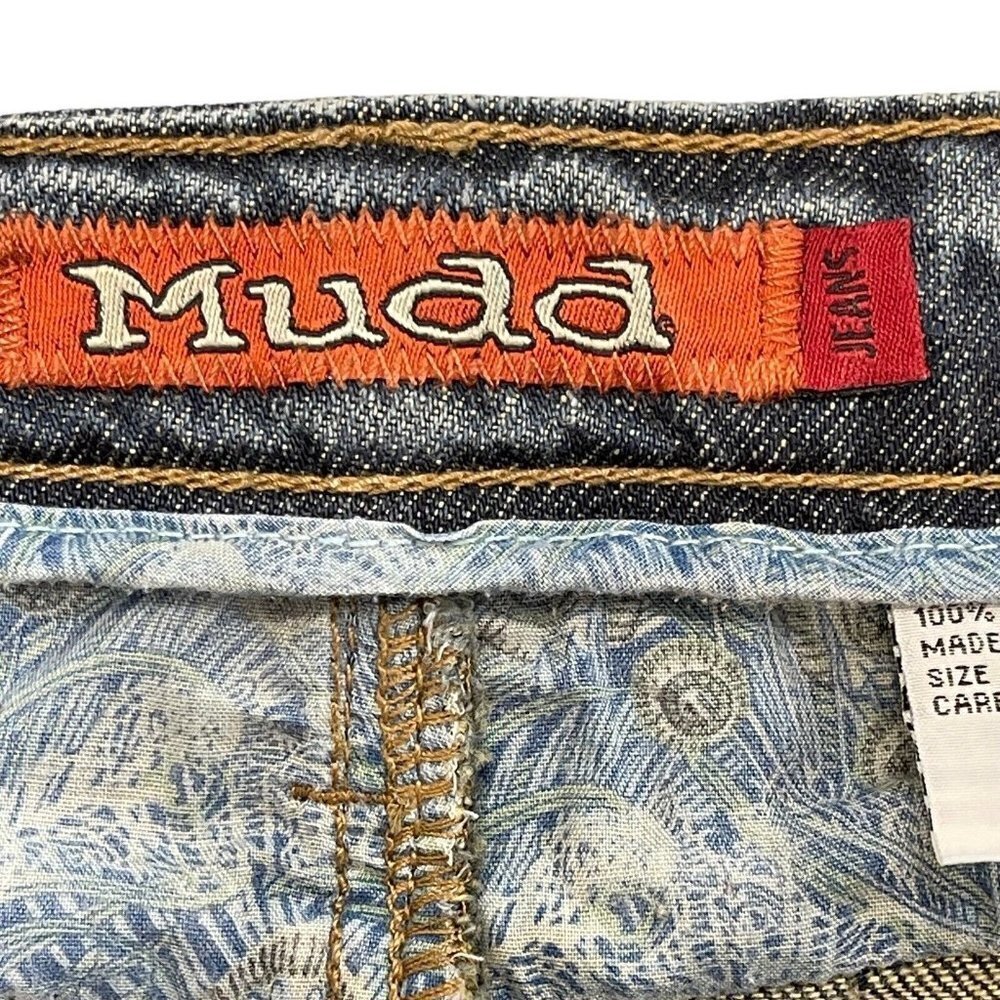 MUDD Distressed Denim Mini‎ Skirt Juniors Size 5 Medium Wash Raw Hem y2k 2000s - Picture 6 of 13